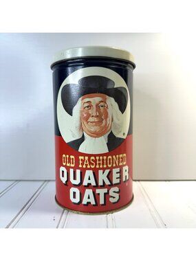 Vintage 1982 Old Fashioned Quaker Oats Tin Can Retro Collector's Limited Edition